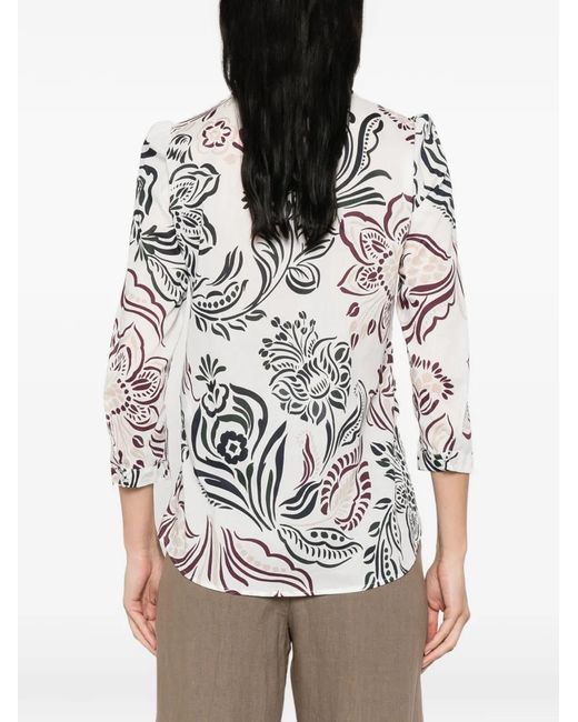 Emme White Floral-Print Blouse