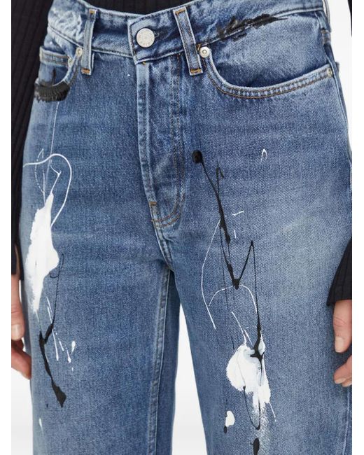 Won Hundred Blue Paint-Detail Jeans