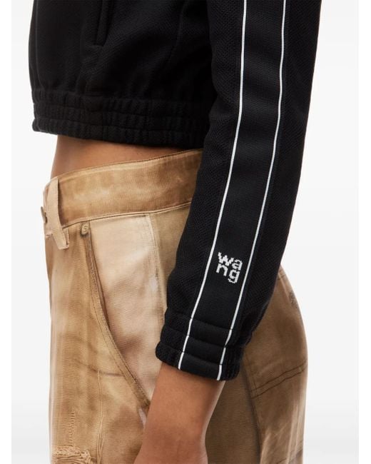 Alexander Wang Black Logo-Tape Cropped Track Jacket