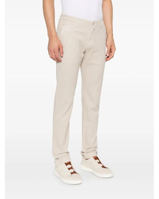 Jacob Cohen White Button Fly Straight-Leg Trousers for men