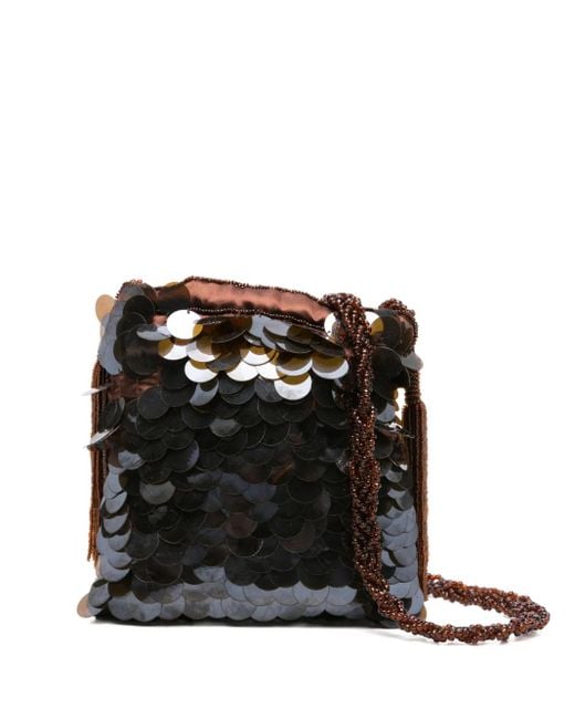 P.A.R.O.S.H. Black Sequinned Beaded Cross Body Bag