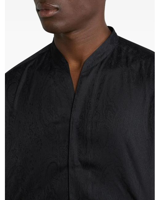 Etro Black Paisley-Motif Jacquard Shirt for men