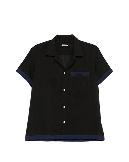 Bode Black Heart Deco Short-Sleeve Shirt for men