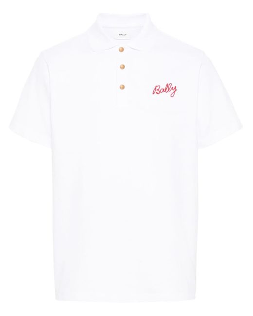 Bally White Embroidered-logo Cotton Polo Shirt for men