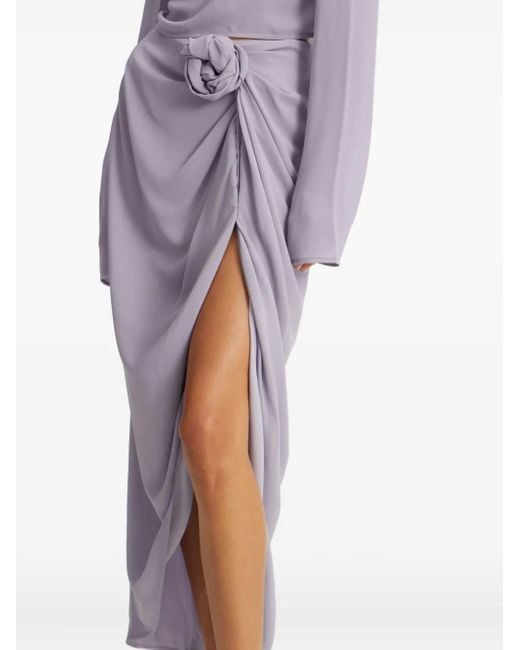 ROTATE BIRGER CHRISTENSEN Purple Knot-Embellished Crepe Skirt