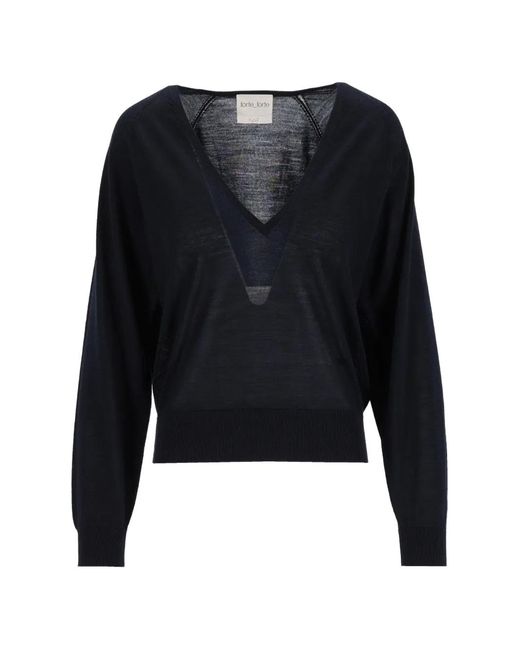 Forte_forte Black V-Neck Raglan-Sleeve Sweater