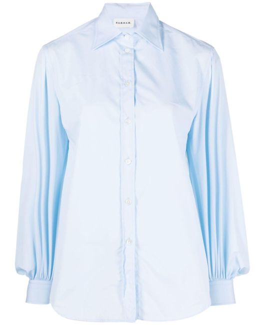 P.A.R.O.S.H. Bishop-sleeves Cotton Shirt in het Blue