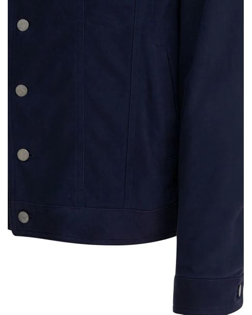 Altum Blue Suede Buttoned Jacket for men