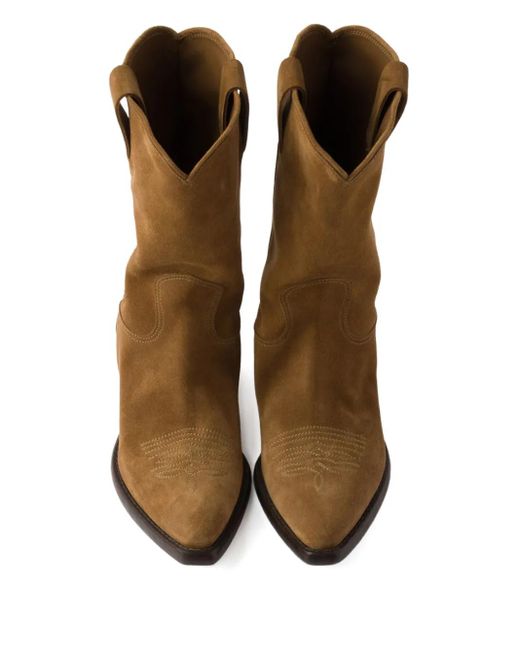 Prada Brown Suede Western Ankle Boots