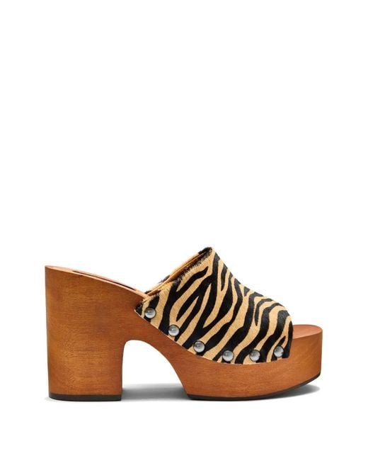 Simon Miller Brown Sol Zebra-Print Haircalf Sandals