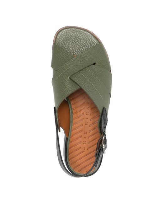 Chie Mihara Green Crisscross Watata Leather Sandals