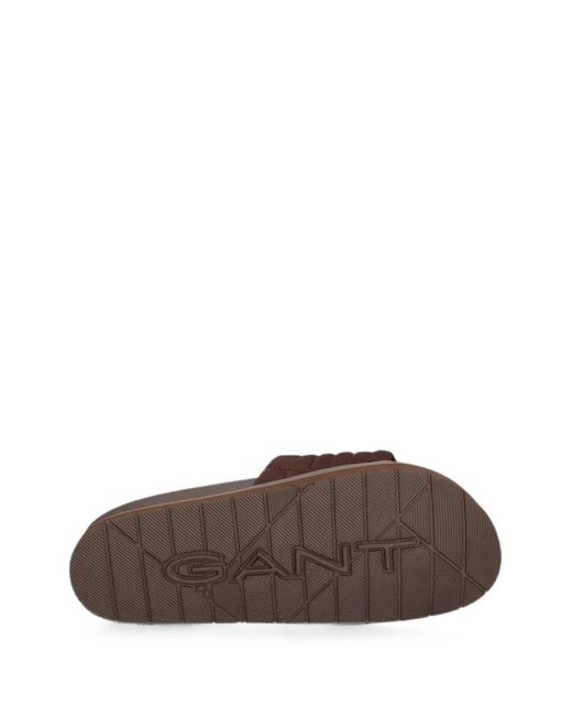 Gant Brown Gesteppte Pantoletten Mit Logo