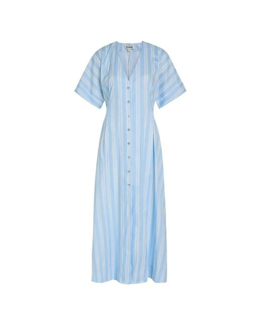 Staud Blue Striped Midi Dress