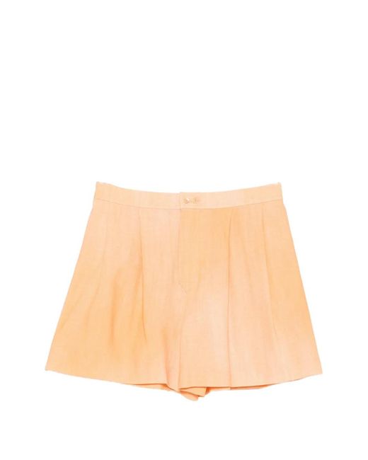 Ermanno Scervino Natural Pleated Buttoned Shorts