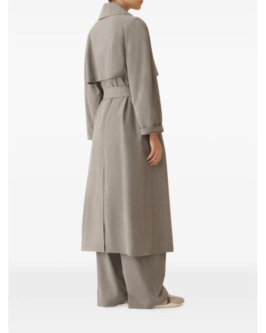 Fabiana Filippi Gray Belted Collar Trench Coat