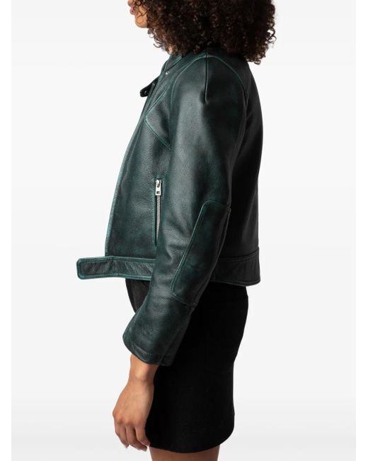 Zadig & Voltaire Loupa Leather Jacket in Green | Lyst UK