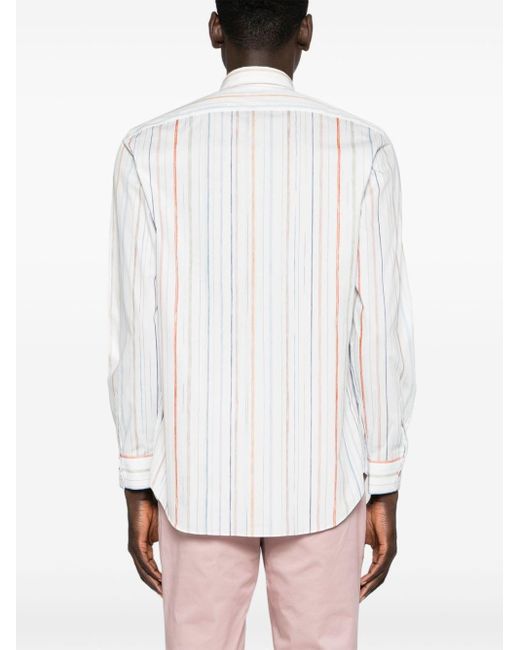 Paul Smith White Striped Organic Cotton Shirt for men