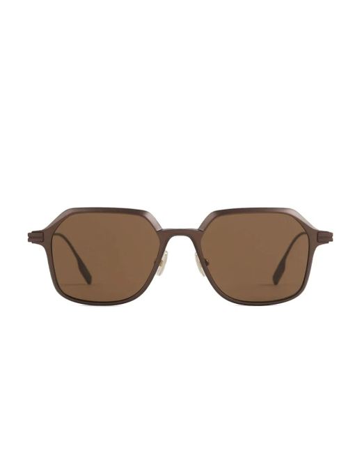 Zegna Brown Geometric-Frame Sunglasses for men