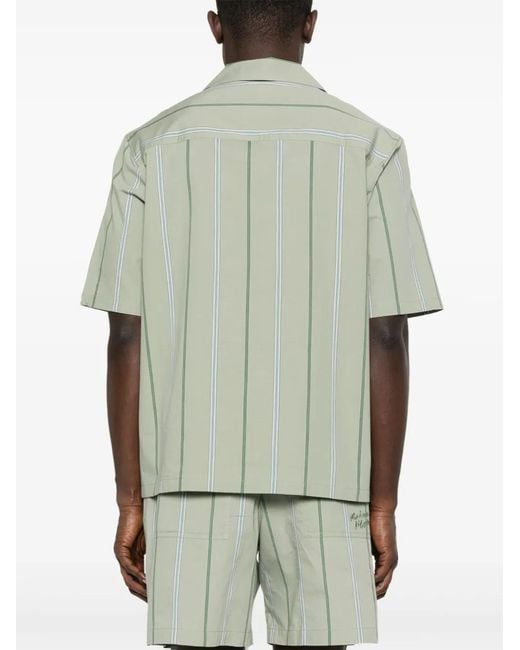 Maison Kitsuné Green Striped Shirt for men