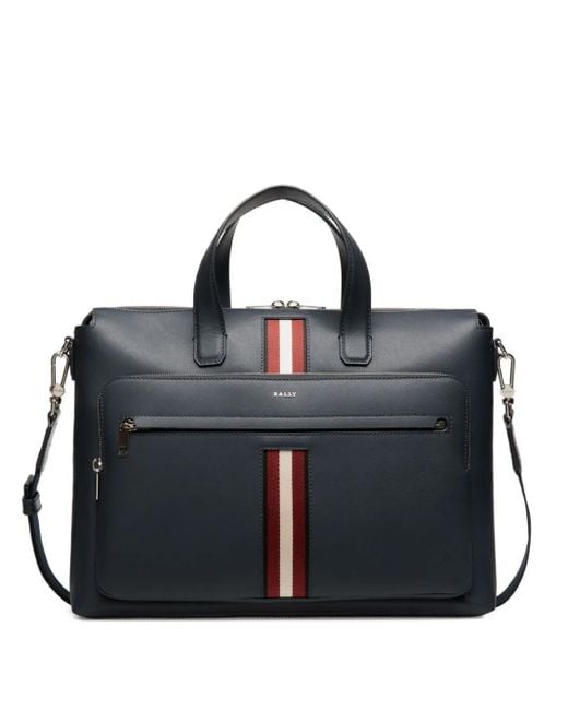 Bally Leren Aktetas Met Lintdetail in het Black voor heren