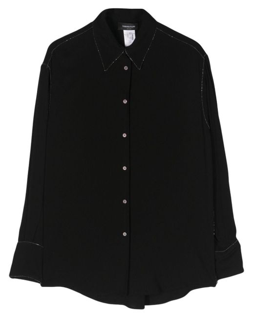 Fabiana Filippi Black Beaded-trim Georgette Shirt