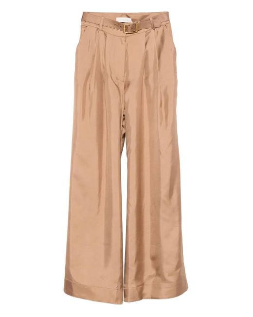 Pantaloni Plissé Con Cintura di Zimmermann in Natural
