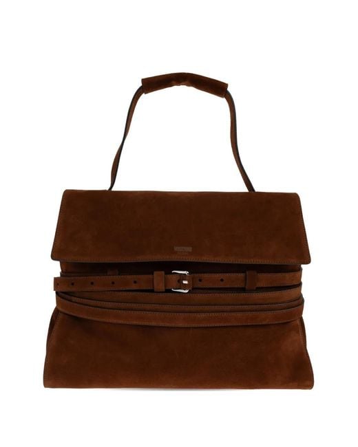 Moschino Brown Belted Top-Handle Tote Bag