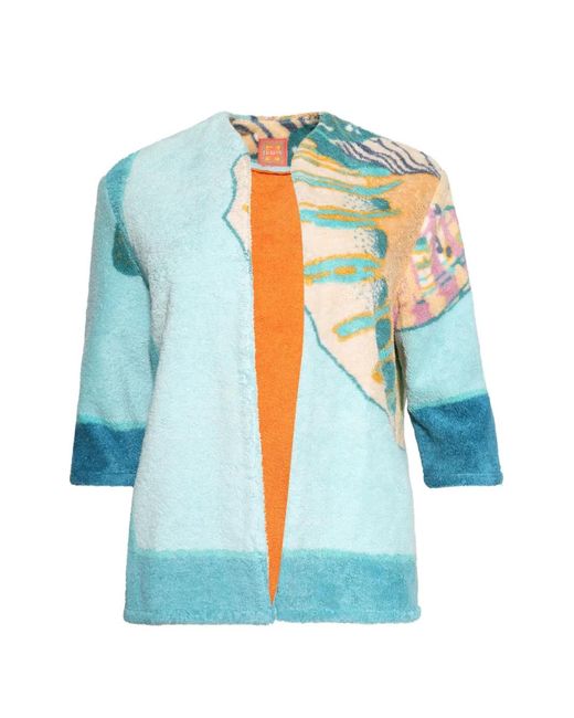 Lily Eve Blue Patterned Terry Jacket
