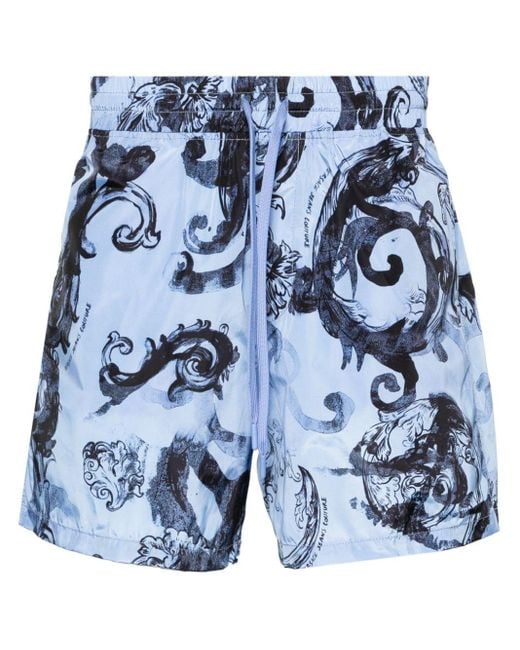 Versace Segelshorts mit Watercolour Couture-Print in Blue für Herren