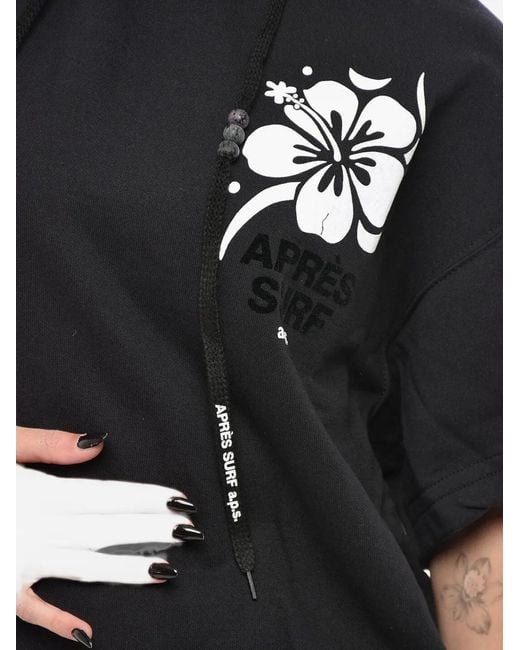 APRÈS SURF Black Logo-Print Short-Sleeve Hoodie