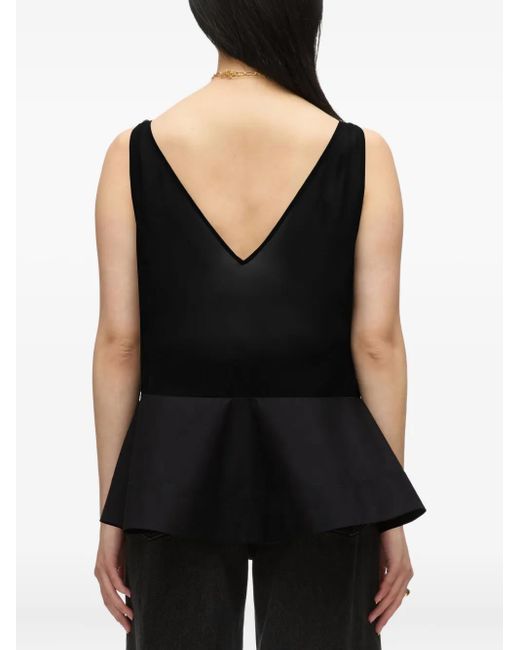 3.1 Phillip Lim Black Lace-Panel Peplum Top