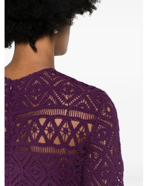LaDoubleJ Purple Lacey Swing Macramé Dress