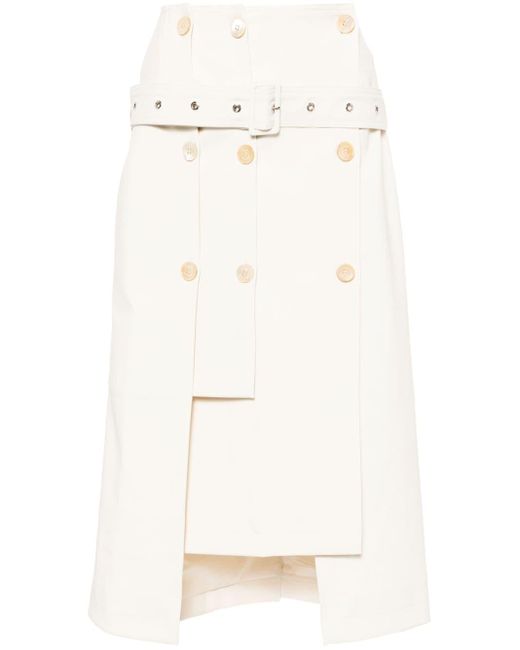 ROKH White Belted Midi Skirt
