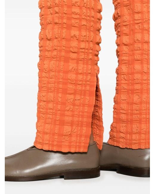 Nanushka Orange Juna Seersucker Trousers