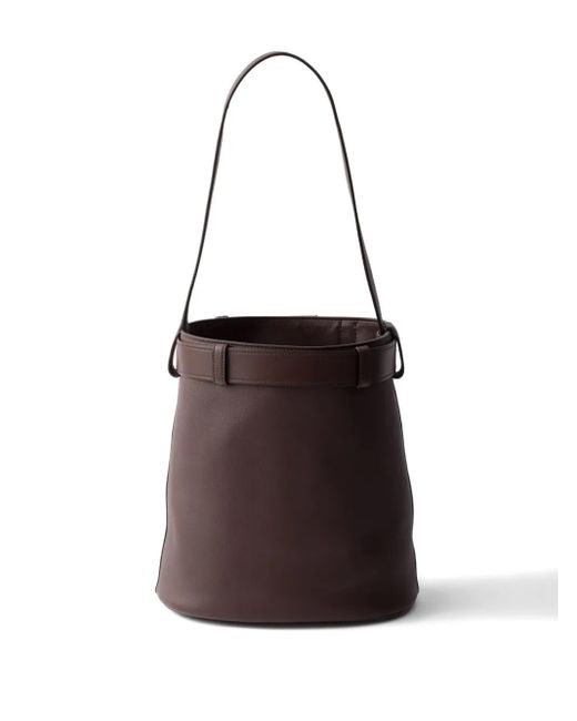 Prada Black Belt-Detail Bucket Bag
