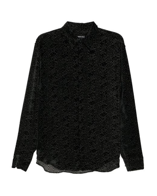 Giorgio Armani Black Geometric-Print Shirt for men