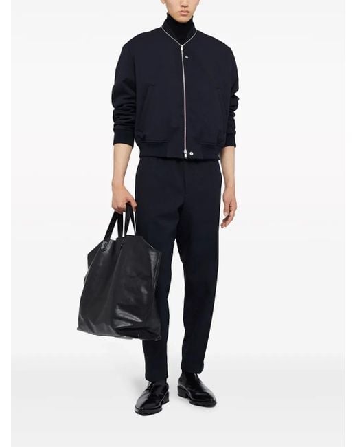 Jil Sander Black Zip-Up Bomber Jacket for men