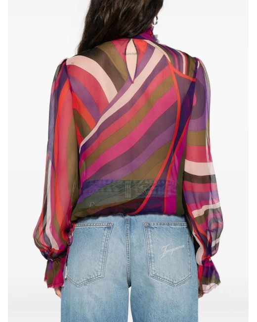 Emilio Pucci Red Iride-Print Blouse