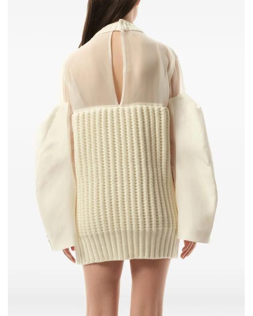 Sacai White Layered Ribbed-Knit Dress