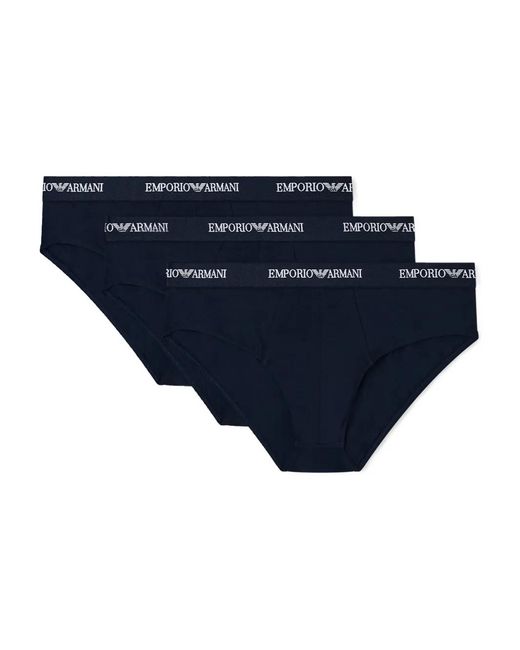 Emporio Armani Blue Logo-Waistband Briefs for men