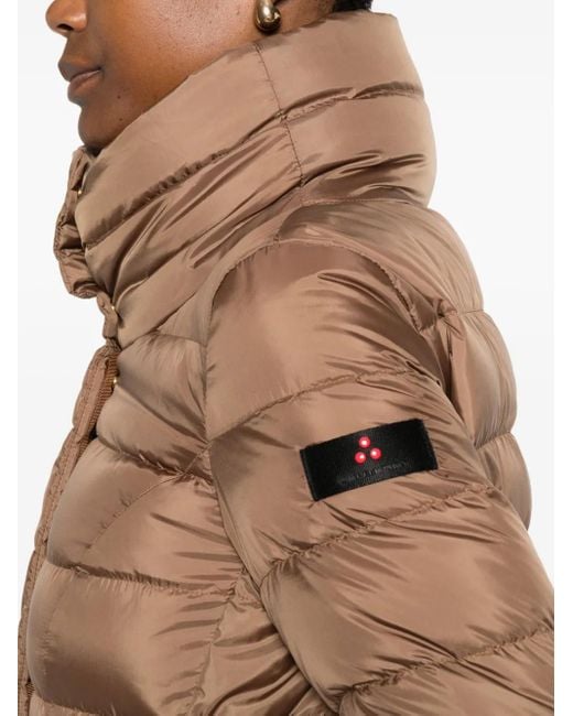 Peuterey Brown Quilted High-Neck Coat
