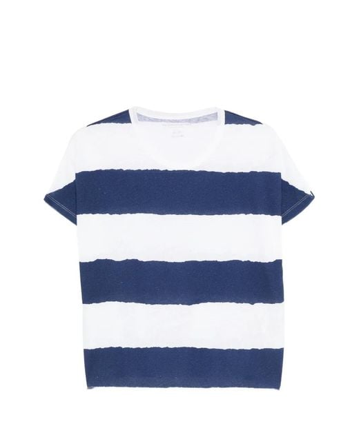 Majestic Filatures Blue Striped T-Shirt