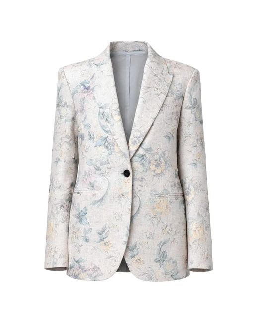 Forte_forte White Floral-Print Single-Breasted Blazer