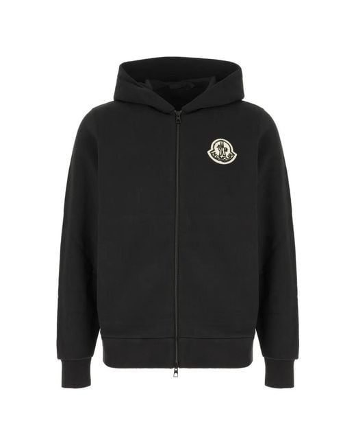 Moncler Black Logo-Patch Zip-Up Hoodie for men