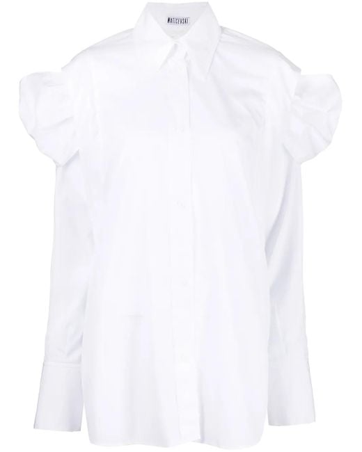 Maticevski White Ruched Oversized Shirt