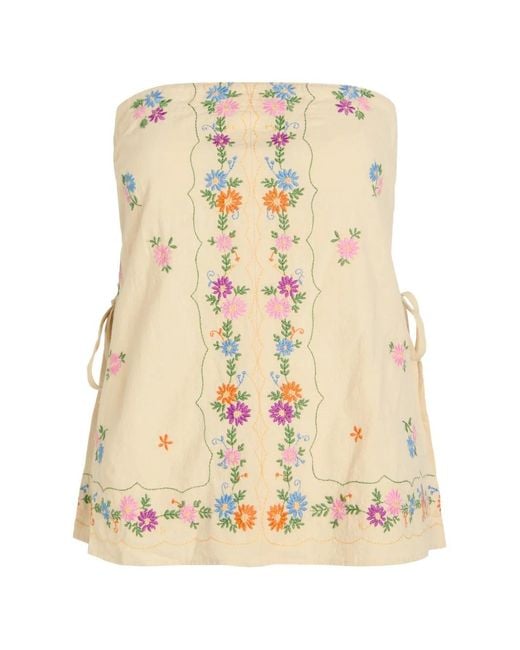 Free People Metallic Doily Days Floral-Embroidered Strapless Tube Top