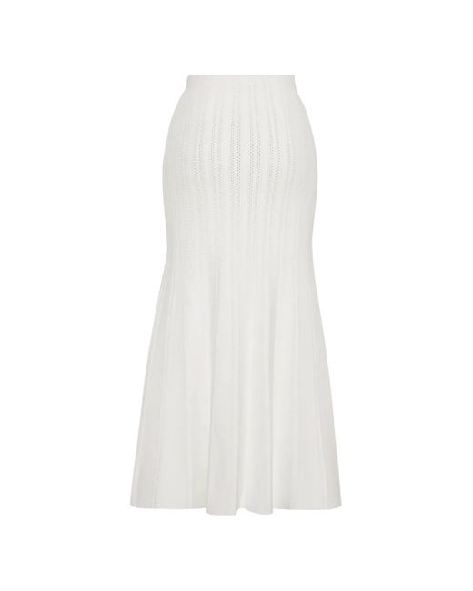 Adam Lippes White Lyra Pointelle-Knit Midi Skirt