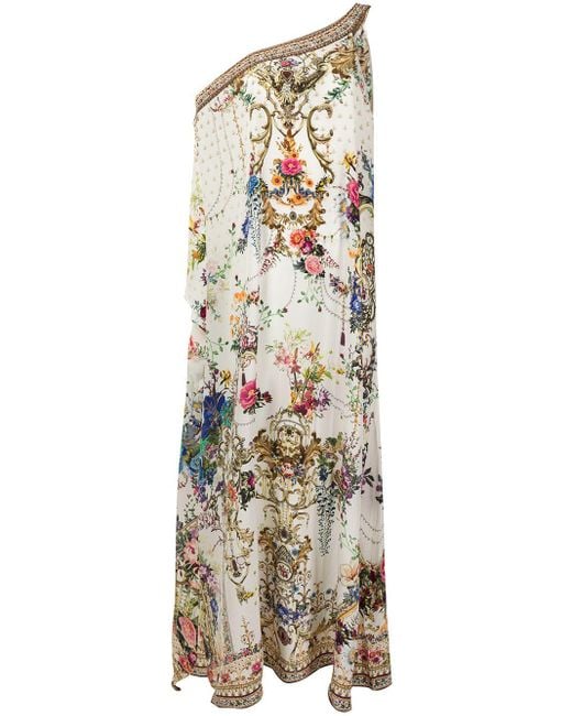 Camilla Multicolor One-shoulder Floral Kaftan Dress