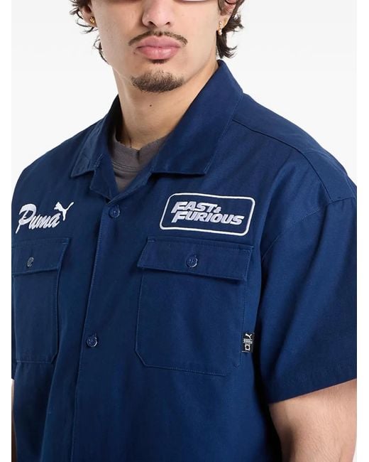 PUMA Blue X Fast & Furious Buttoned Mechanic Shirt for men