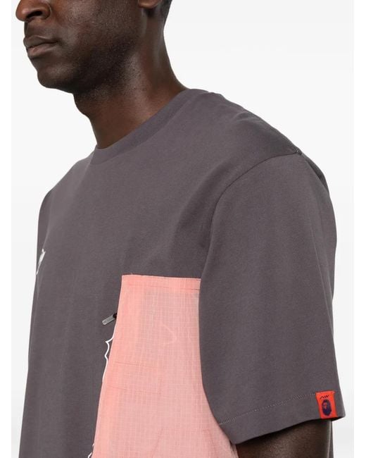 A Bathing Ape Gray Logo-Print Panelled T-Shirt for men